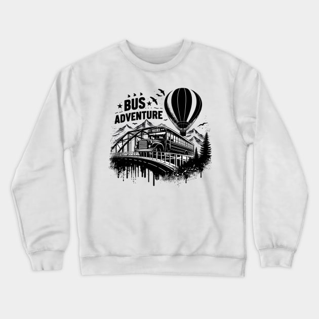 School Bus, Bus Adventure Crewneck Sweatshirt by Vehicles-Art